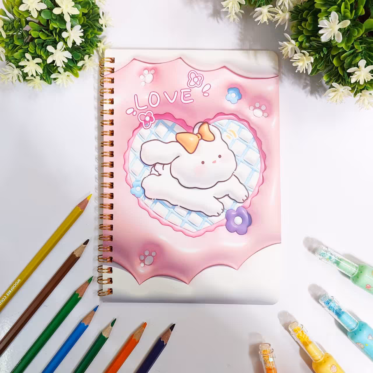 دفترچه سیمی 40 برگ سایز A5 طرح خرگوش سه بعدی