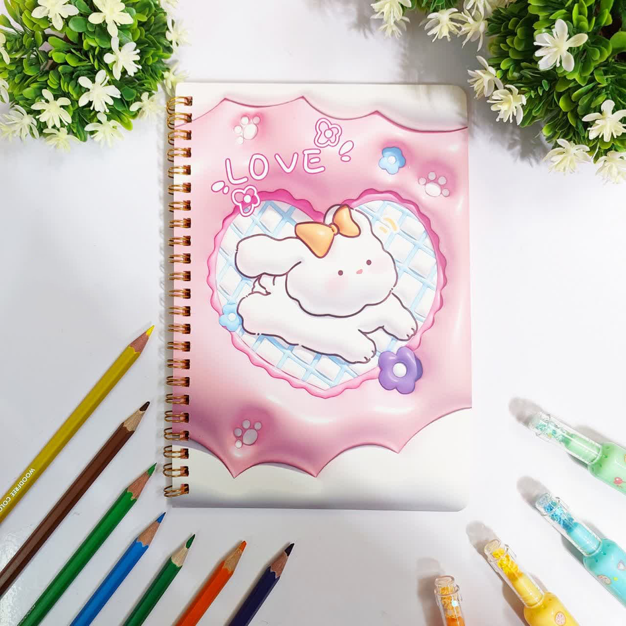 دفترچه سیمی 40 برگ سایز A5 طرح خرگوش سه بعدی