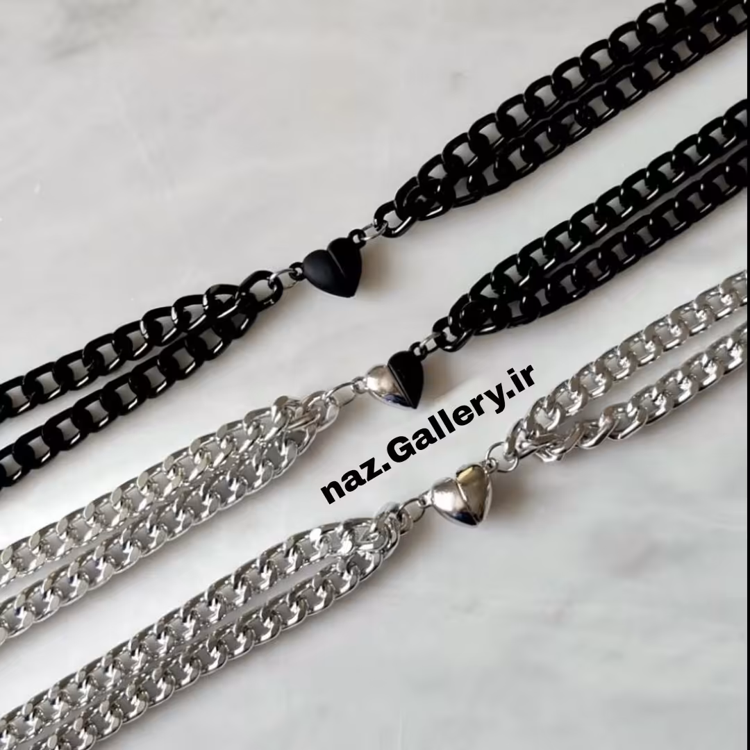 ست دستبند مگنتی نقره ای و مشکی