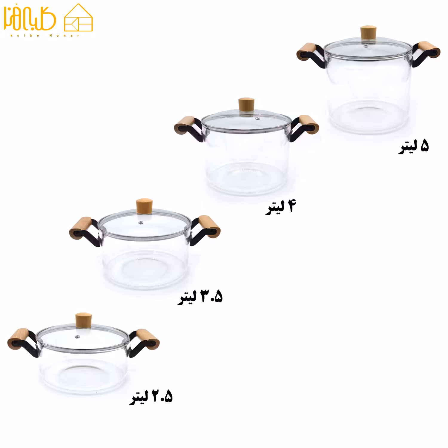 قابلمه پیرکس دسته چوبی
