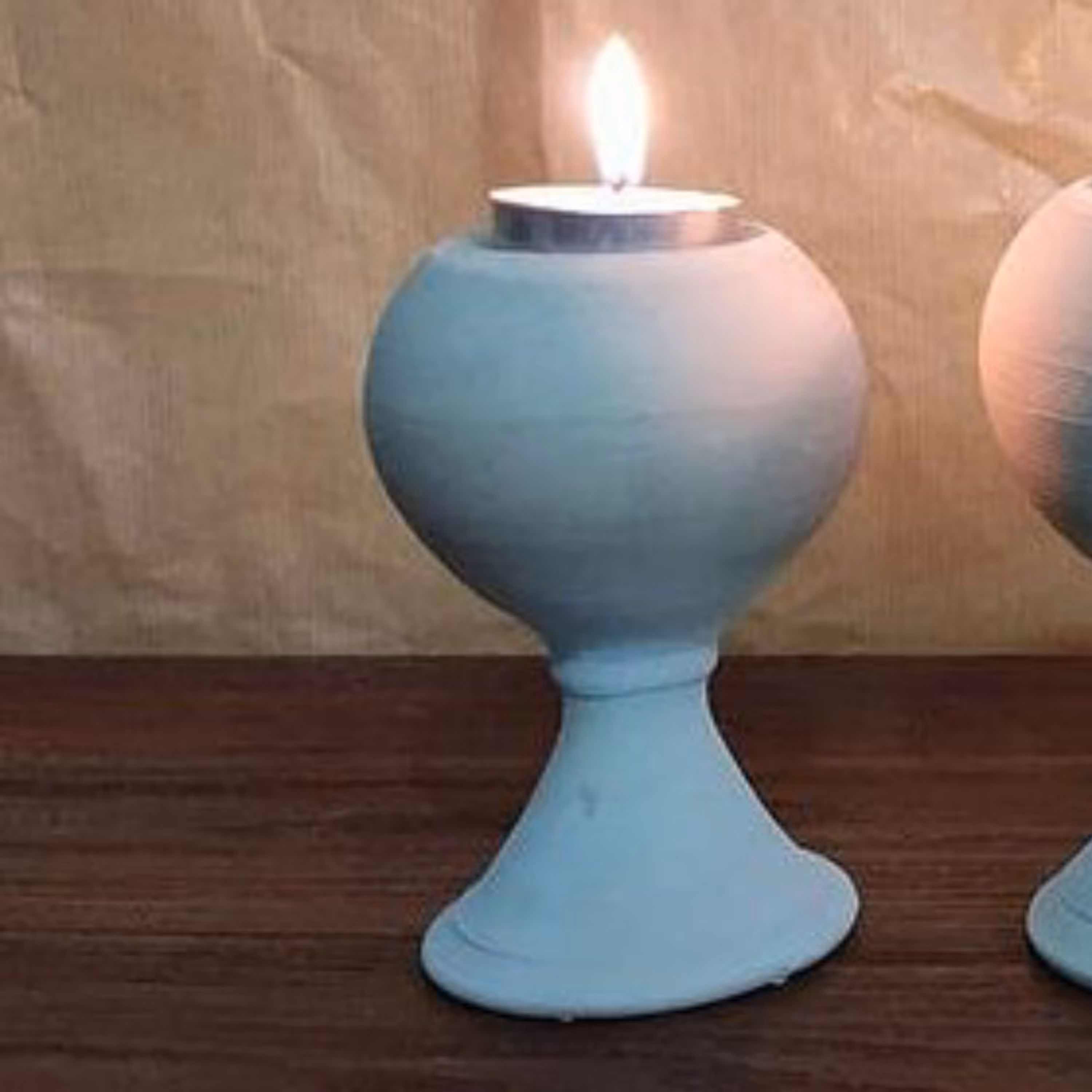 جا شمعی توپی پایه دار سفالی سایز کوچک