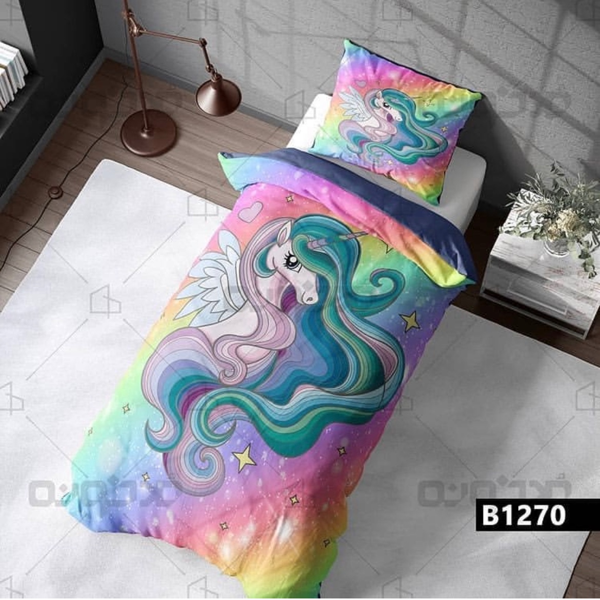 روتختی تکنفره طرح اسب تکشاخ 2 برواگالری با جنس نخ پنبه و کیفیت و دوخت درجه یک