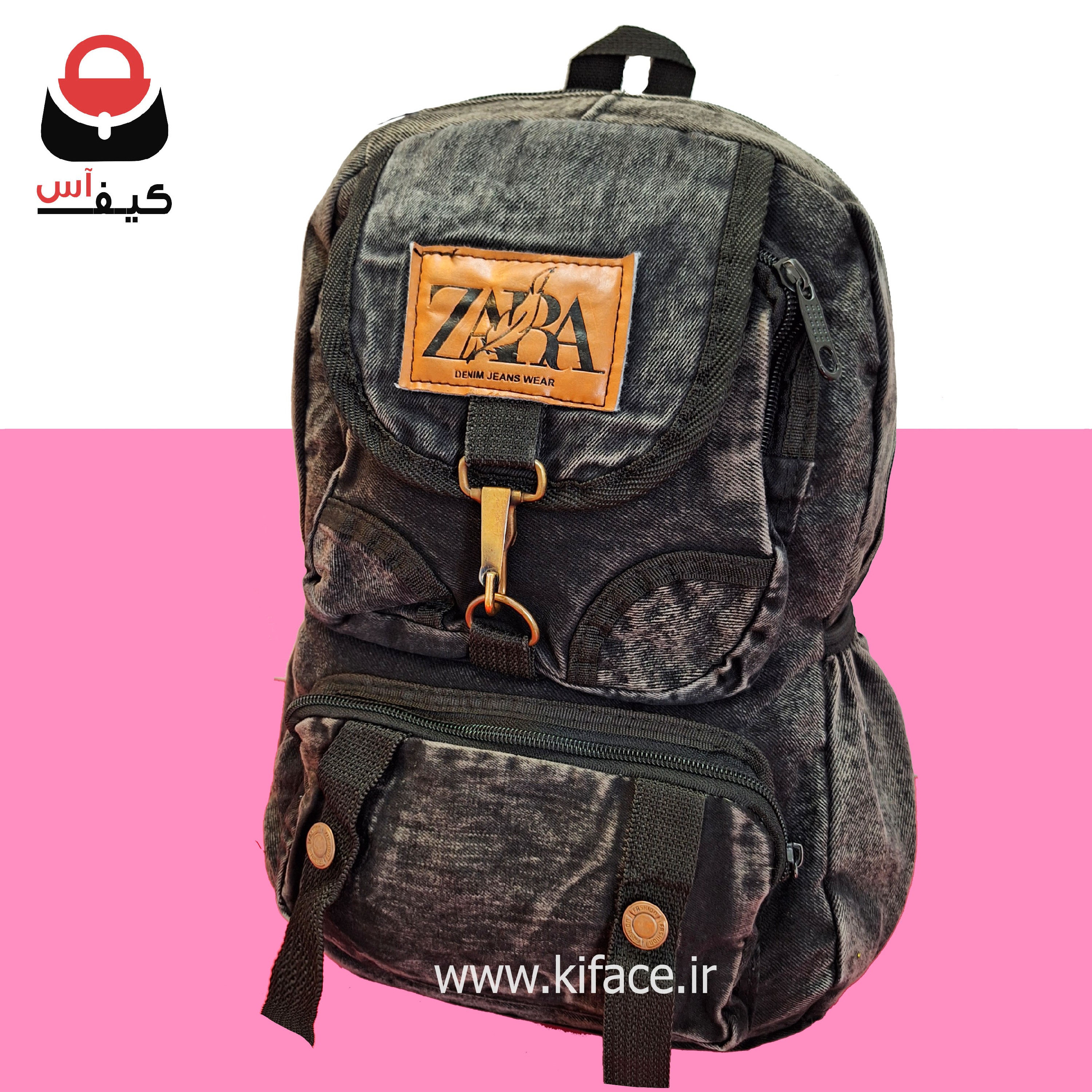 کوله پشتی لی جین زغالی مدرسه ای شیک و اسپورت مدل جیب دار با قیمت ویژه