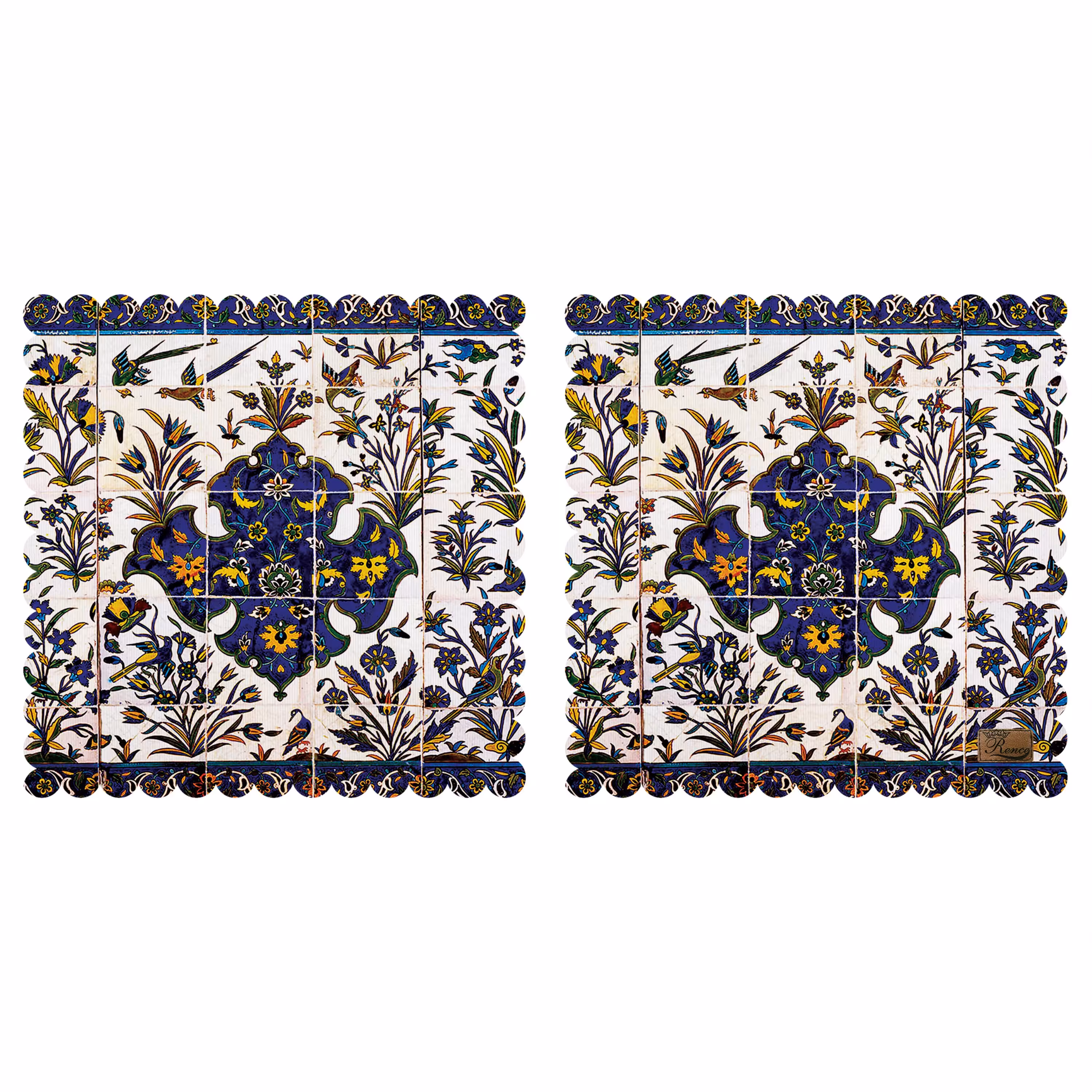 رومیزی مخمل طرح سنتی دو عدد سایز 40 در 40 مدل T3-21 شرکت رنس