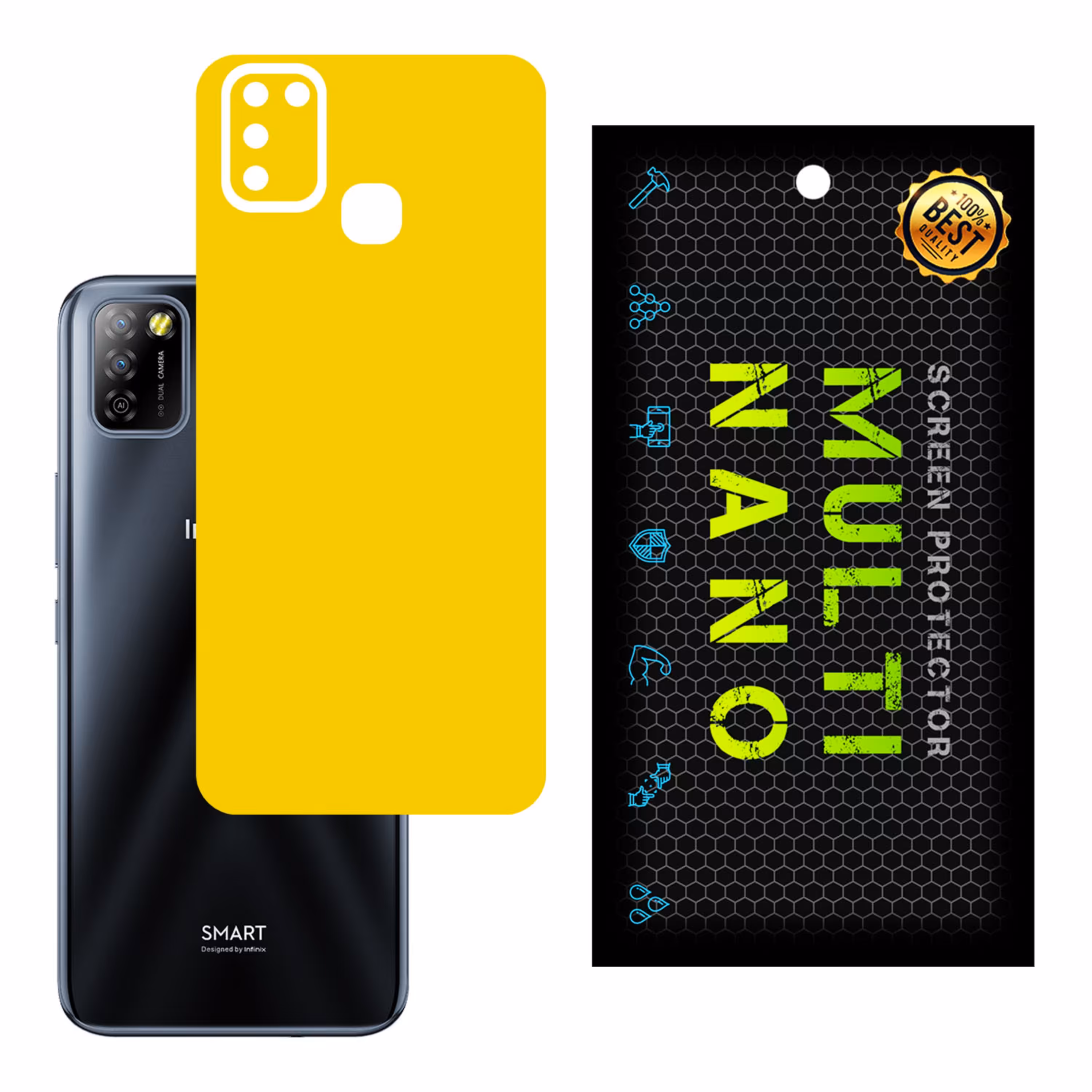 برچسب پوششی MultiNano مدل X-F1M-Yellow برای پشت موبایل اینفینکسSmart 5
