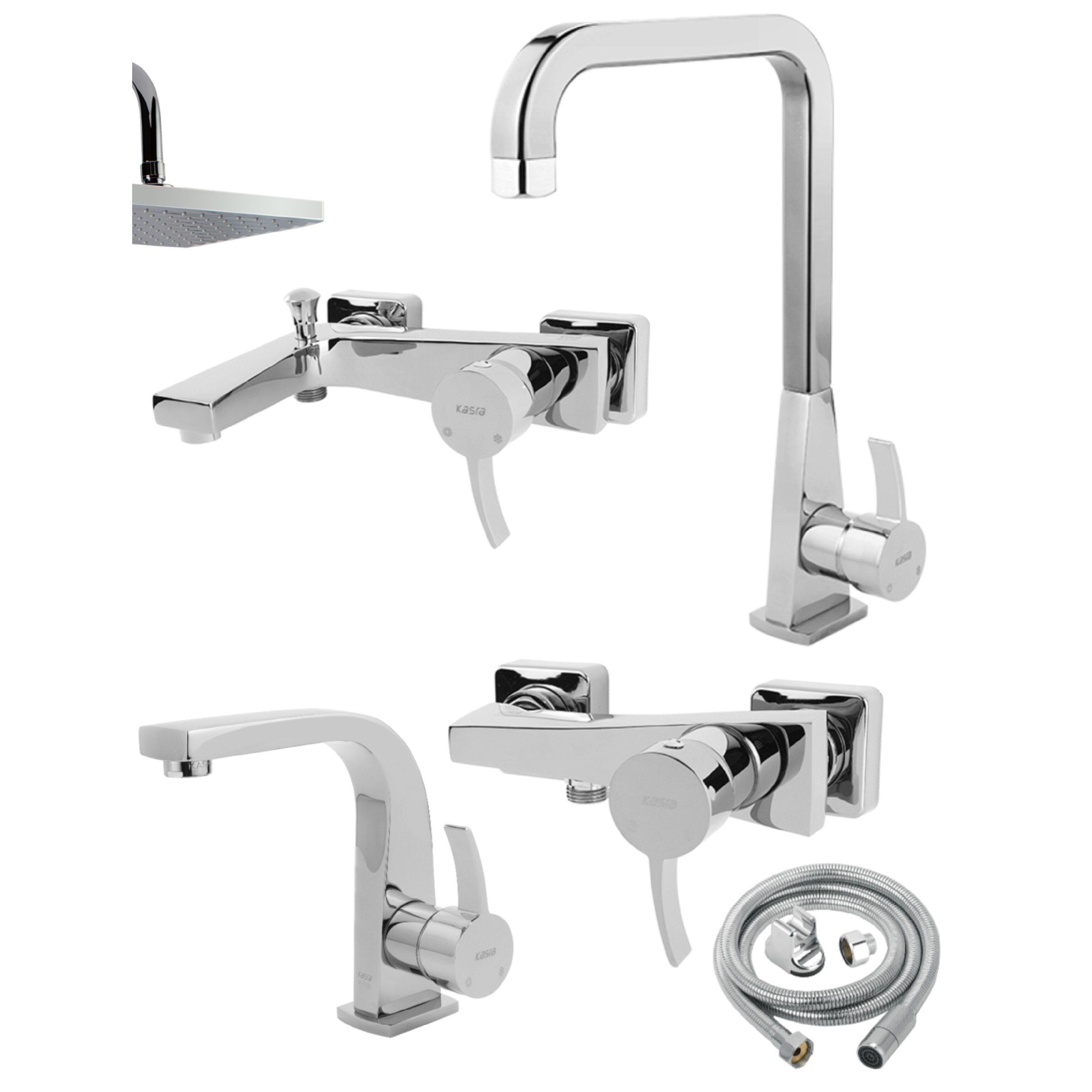 شیرآلات کسری،ست4تیکه فیروزه رنگ کروم 