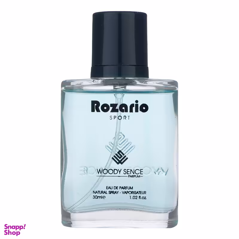 عطر جیبی مردانه وودی سنس مدل Rozario حجم 30 میلی‌لیتر