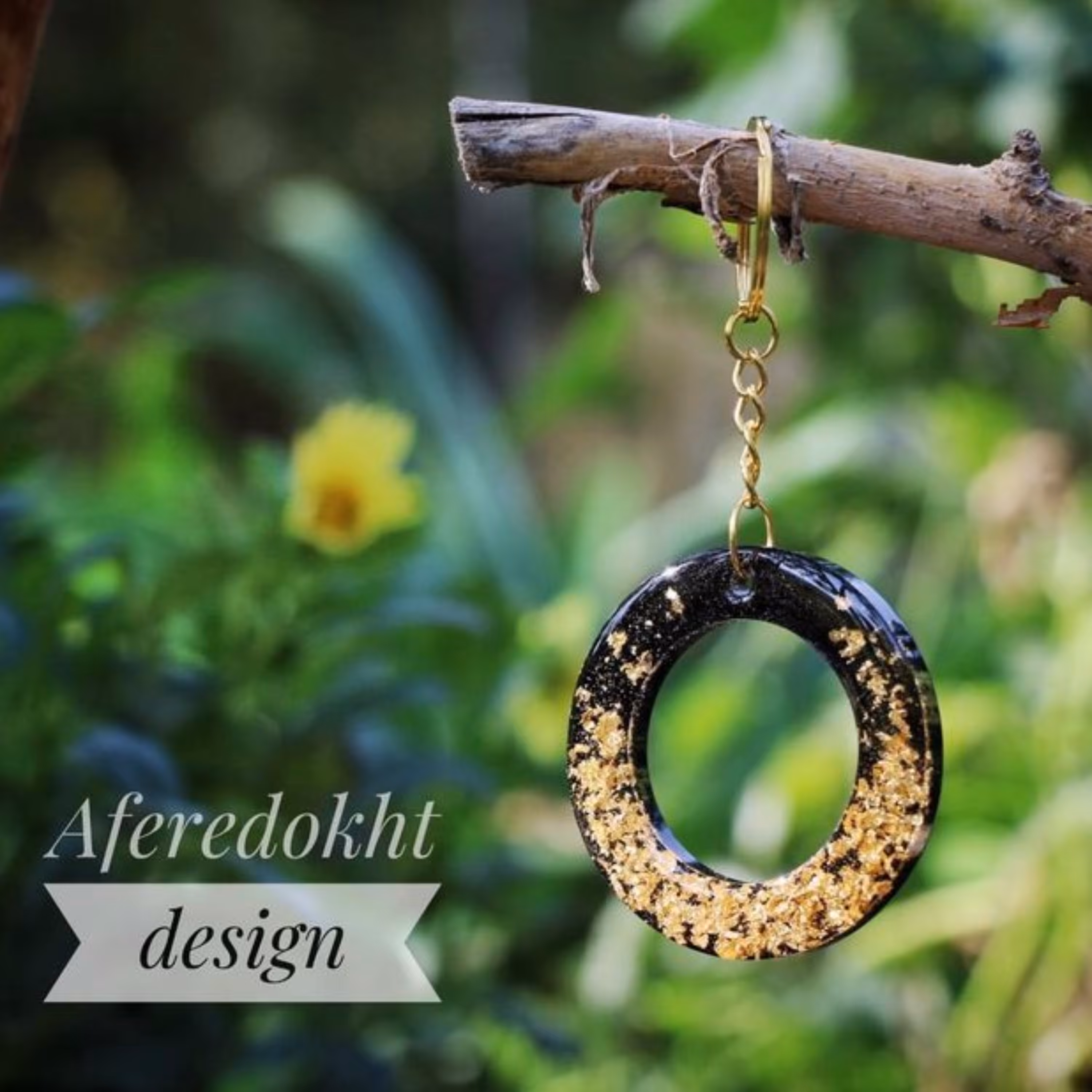 جاکلیدی رزینی با ورق طلا