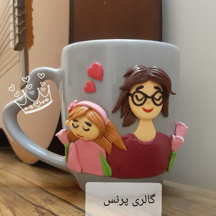 ماگ عروسکی خمیری مادر و دختر