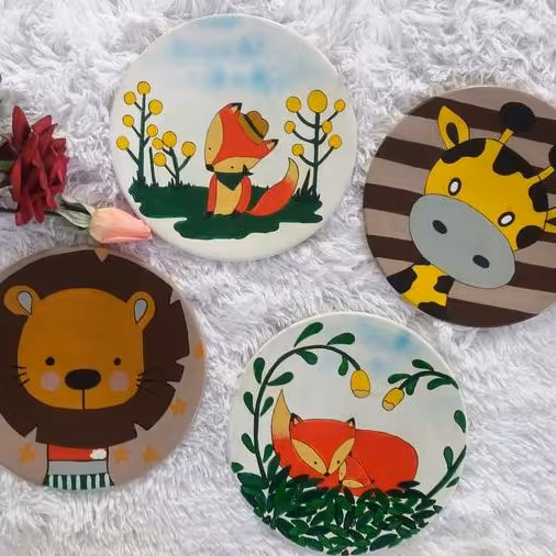 دیوارکوب بچگانه حیوانات مجموعه 4 عددی زیبا 