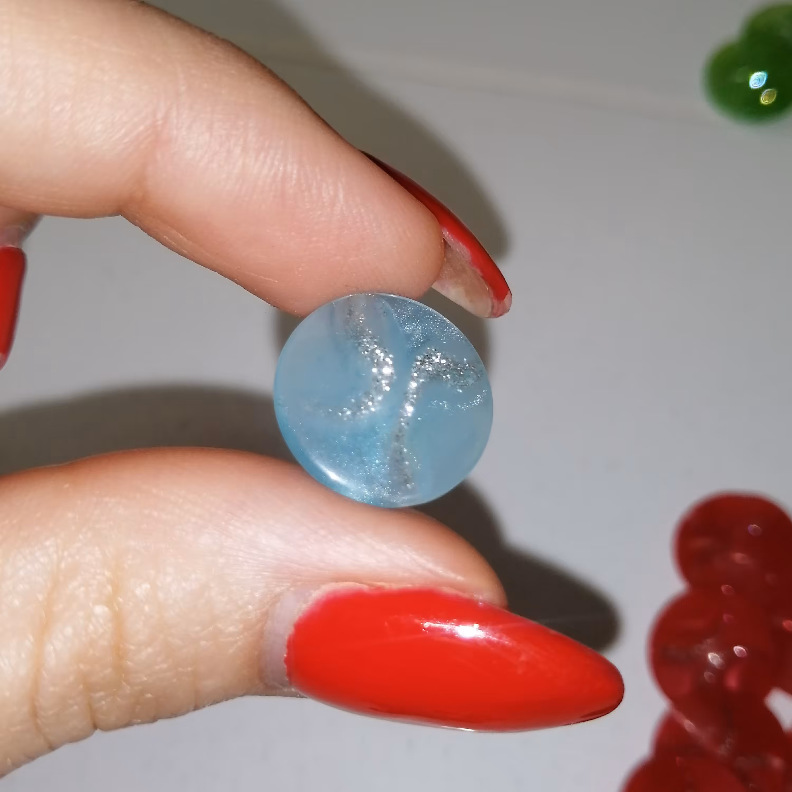 دکمه لباس آبی روشن دایره اکلیلی شیشه ای  بسته 3 عددی     