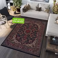 گلیم ماشینی9متری نقشه شکوفه رنگ سرمه ای مخصوص اشپزخانه و اتاق