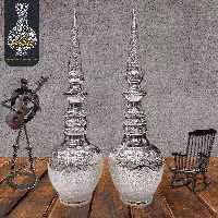 قلمزنی تنگ شاخدار  قلم گل و مرغ  اعلاء سفید طرح نقره شماره 3