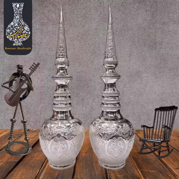 قلمزنی تنگ شاخدار  قلم گل و مرغ  اعلاء سفید طرح نقره شماره 3