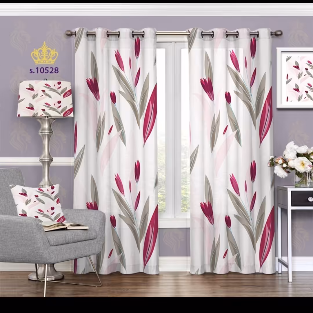 پرده پذیرایی دو قواره طرح گل کد S10528