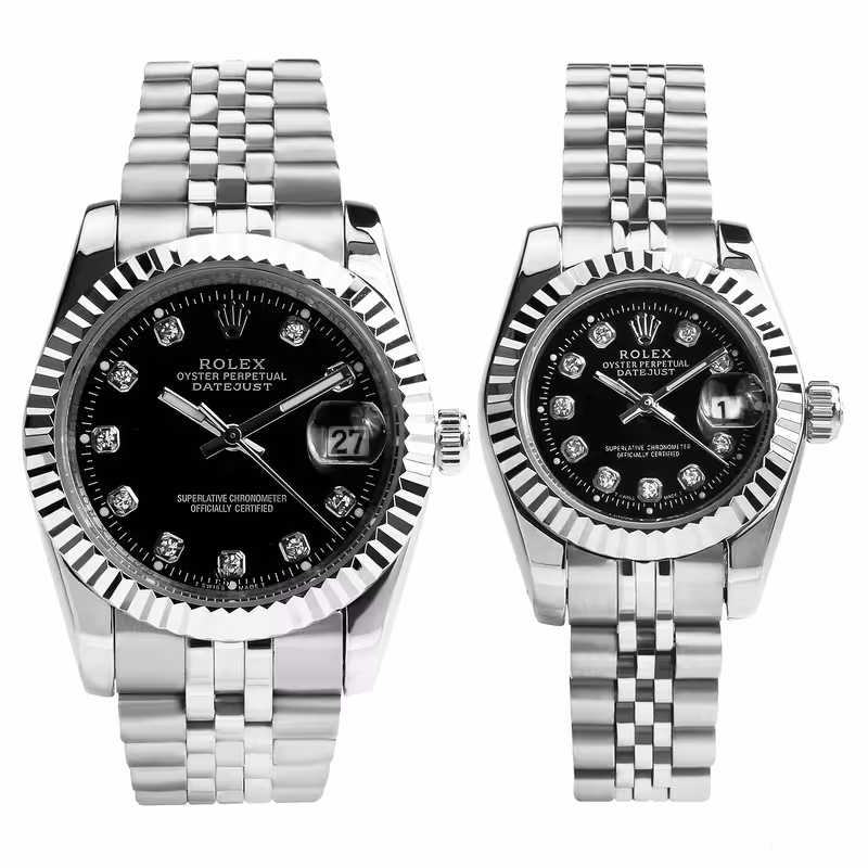 ست ساعت مچی عقربه ای زنانه و مردانه رولکس مدل دیت جاست DateJust کد WSL-27