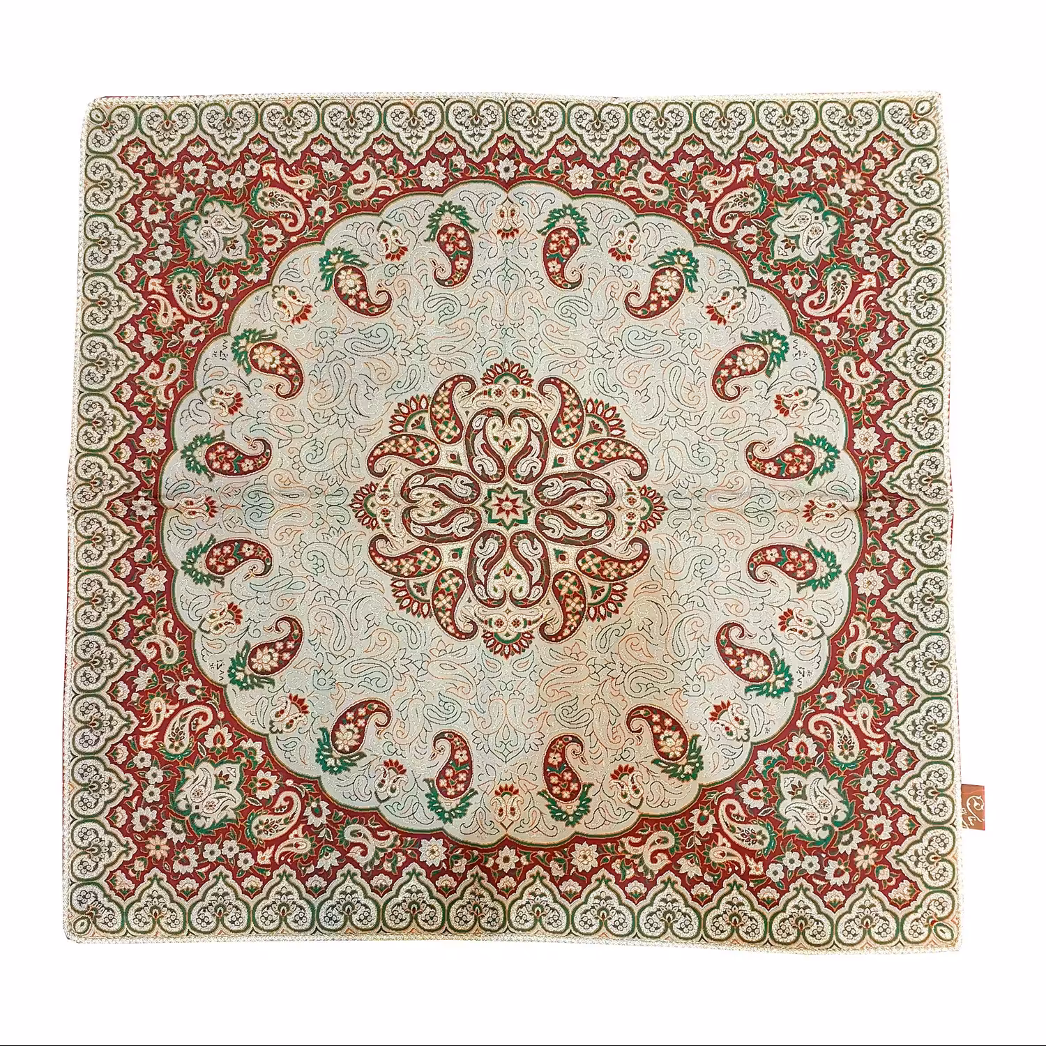 رومیزی ترمه صفائی کد 1673 اندازه ی 75 در 75 رنگ نسکافه ای