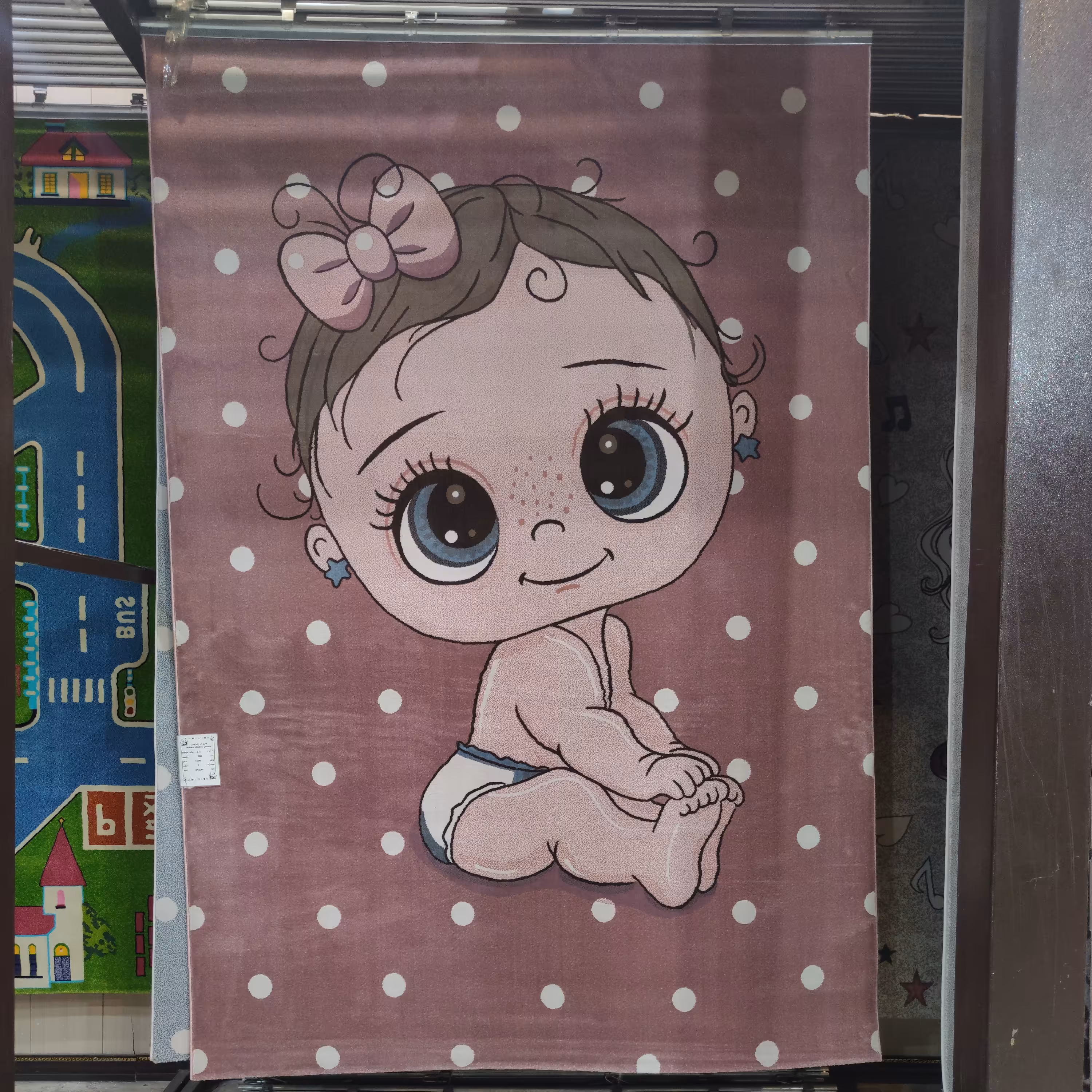 فرش کودک_دخترانه_500 شانه_تراکم 1000_سایز 2 در 3 (6 متری)_رنگ صورتی