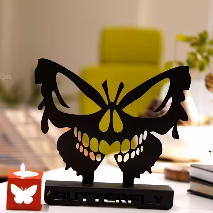 جاشمعی تندیس طرح پروانه و اسکلت