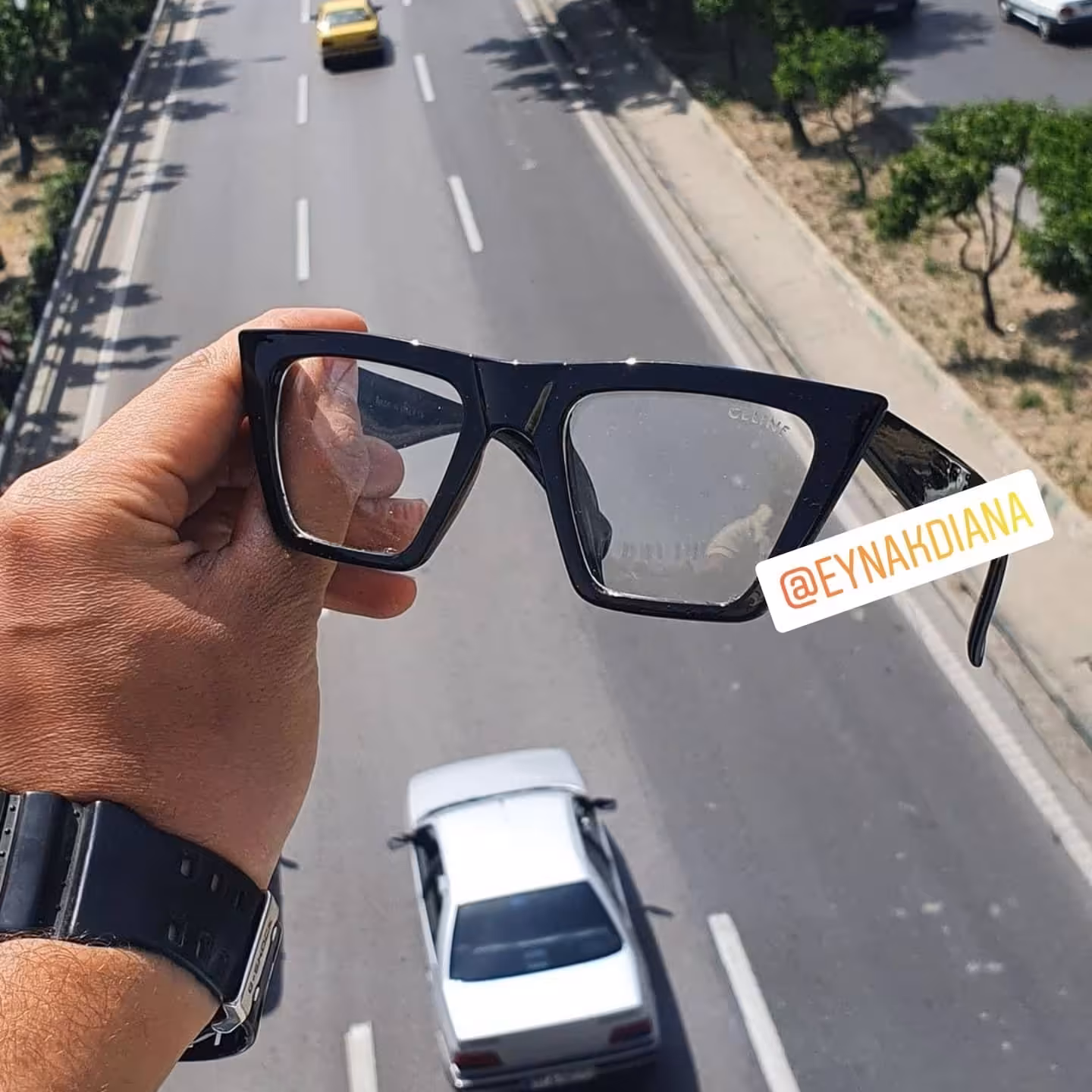 عینک طبی  وزیبایی سلین فیک کائوچویی گربه یی مشکی