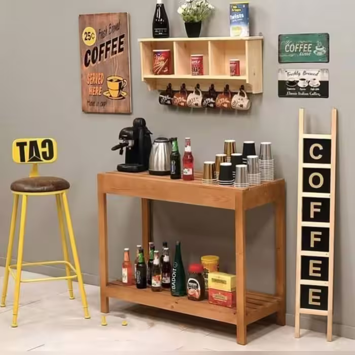 میز کافه بار و شلف دیواری چوبی  ضد آب ارسال بصورت پس کرایه