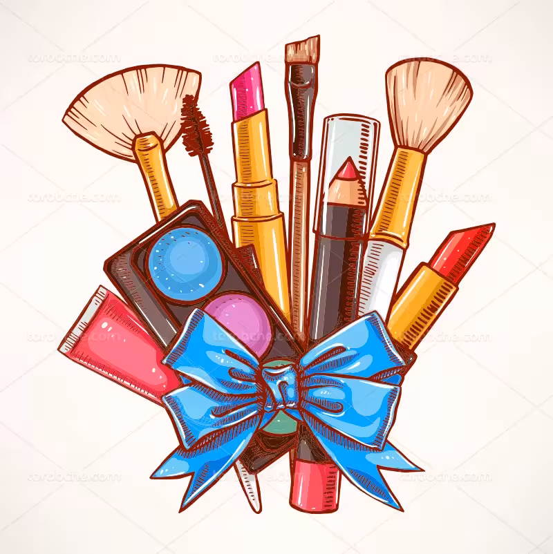 وکتور انواع وسایل آرایشی | گرافیک با طعم تربچه