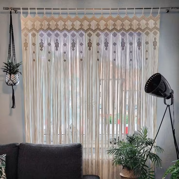 پرده مکرومه رنگی