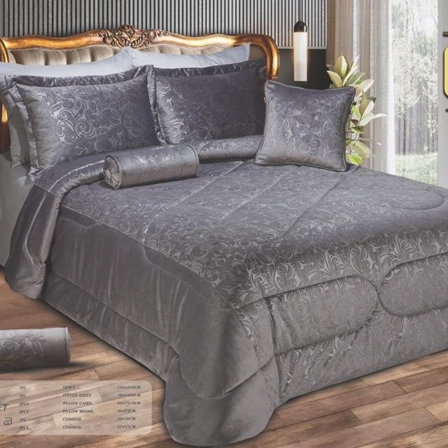 روتختی کتان دو نفره رنگ طوسی