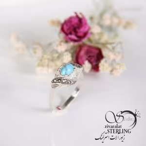 انگشتر نقره زنانه با سنگ فیروزه نیشابور کد4218