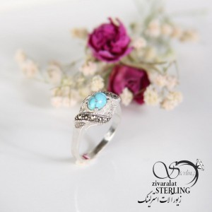 انگشتر نقره زنانه با سنگ فیروزه نیشابور کد4218