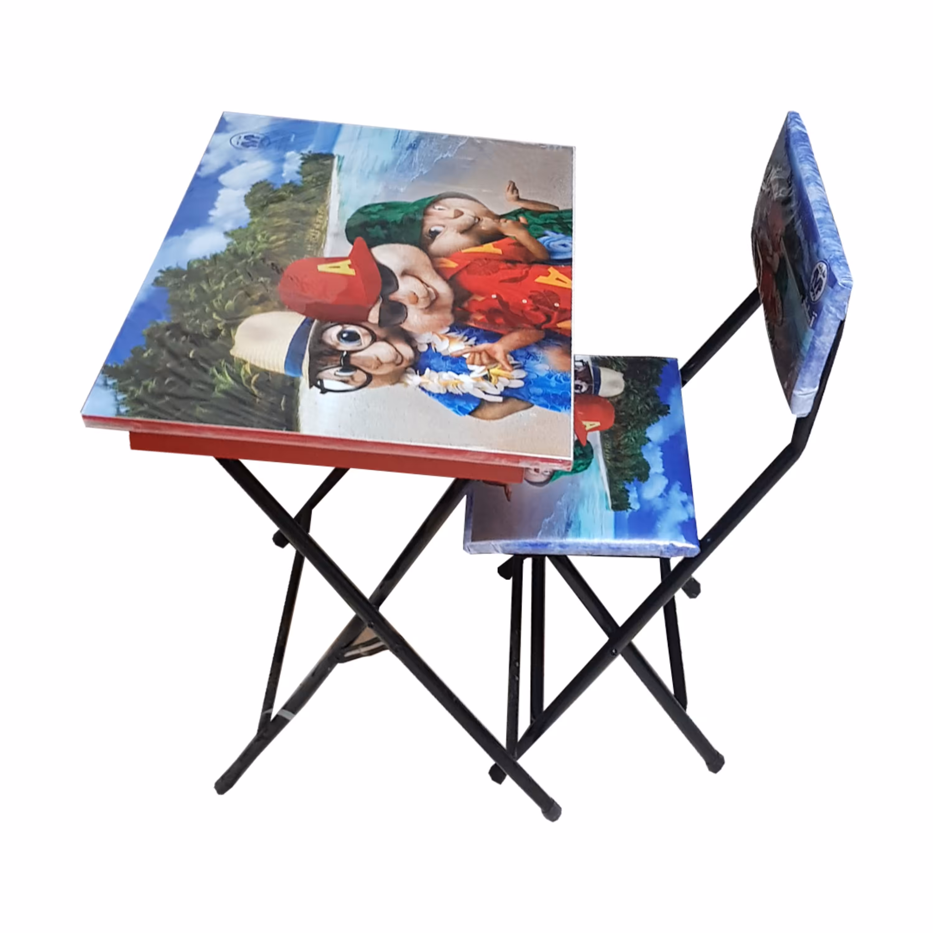 میز تحریر بدون باکس تاشو  - به همراه صندلی - طرح آلوین و سنجاب ها