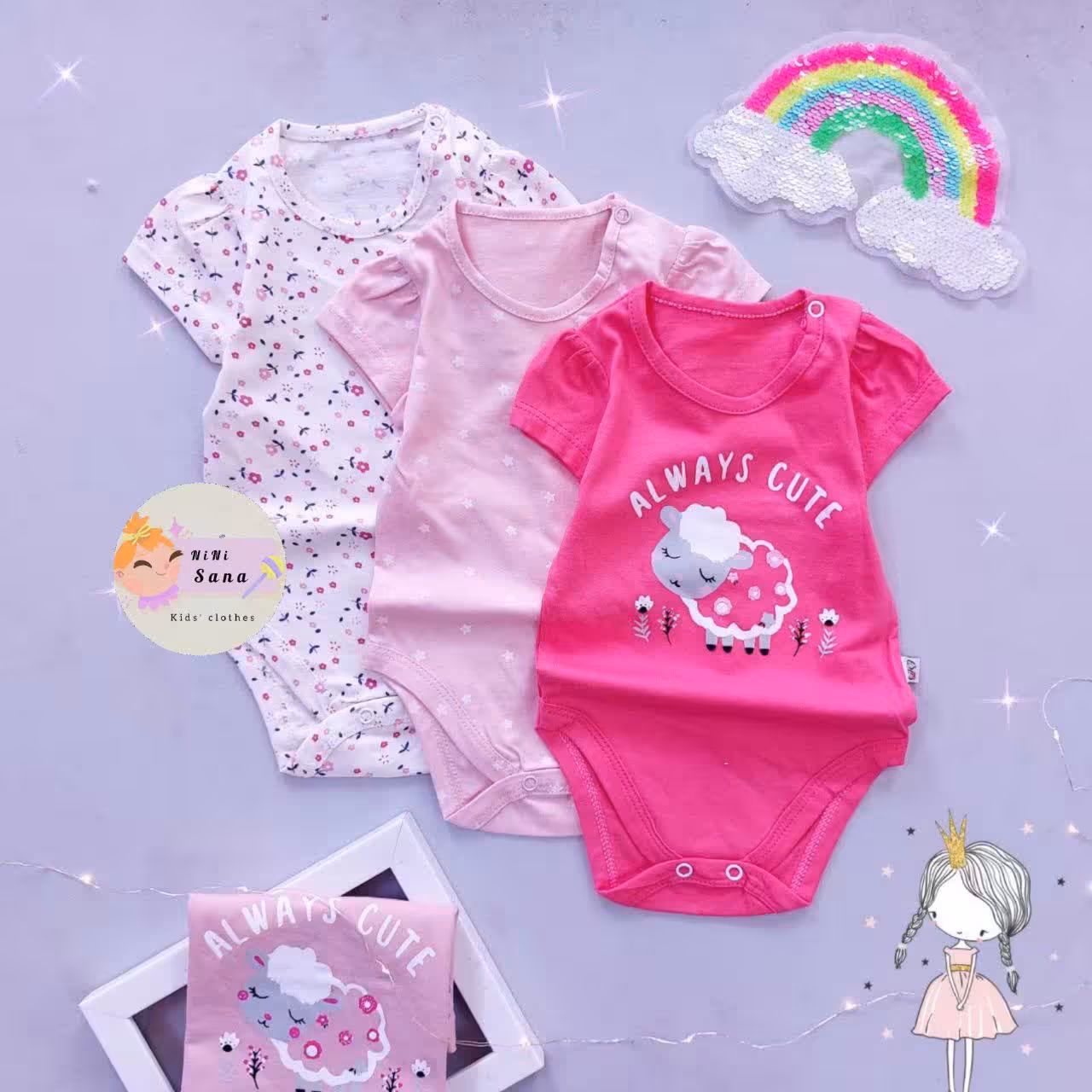 ست بادی سه تایی دخترانه (سایز9تا24ماه)