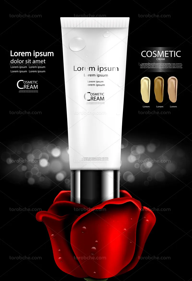 وکتور تبلیغاتی کرم آرایشی گل رز | گرافیک با طعم تربچه