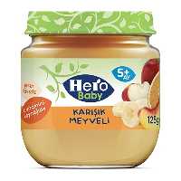 پوره مخلوط میوه (سیب و موز و پرتقال و زردآلو) هرو بیبی herobaby