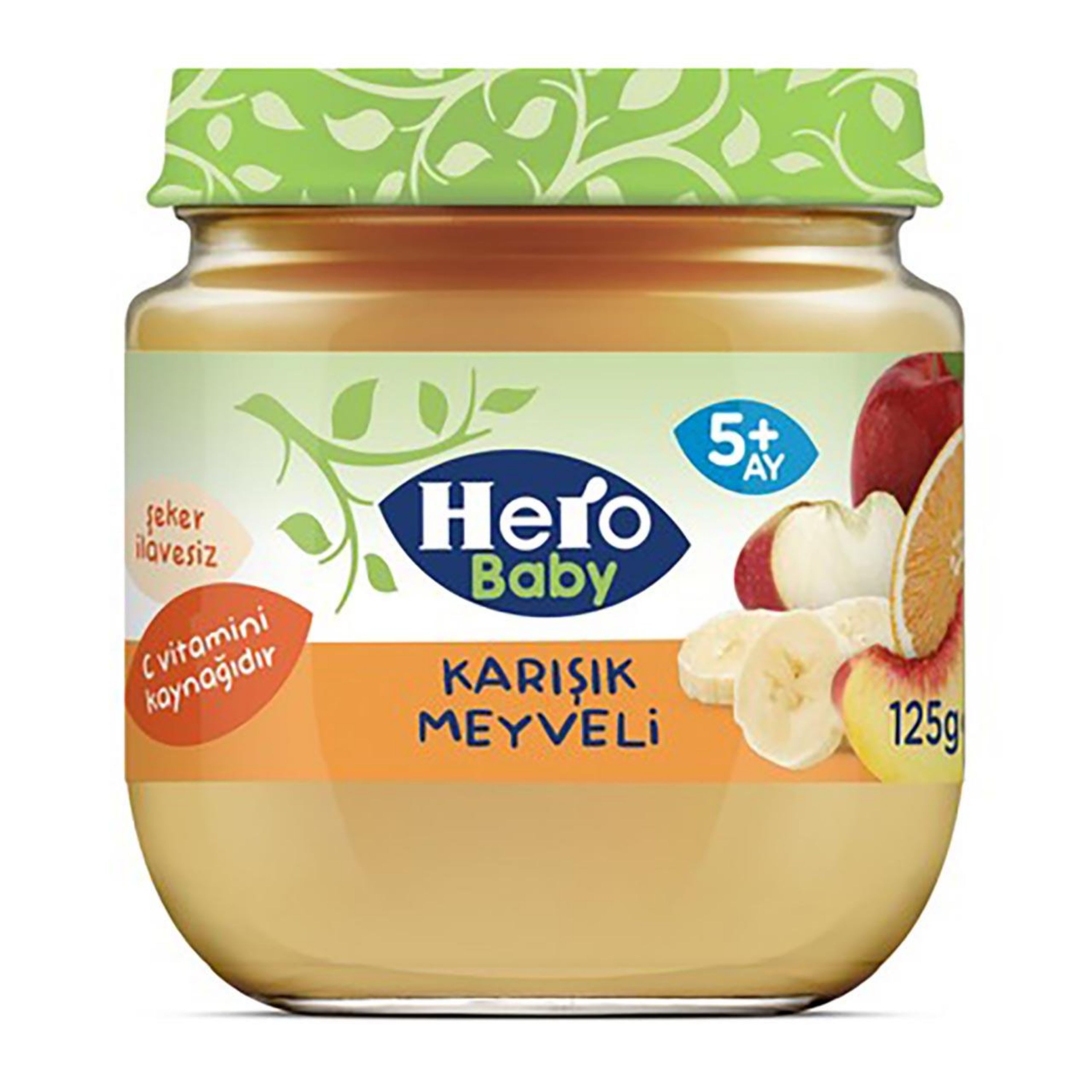 پوره مخلوط میوه (سیب و موز و پرتقال و زردآلو) هرو بیبی herobaby