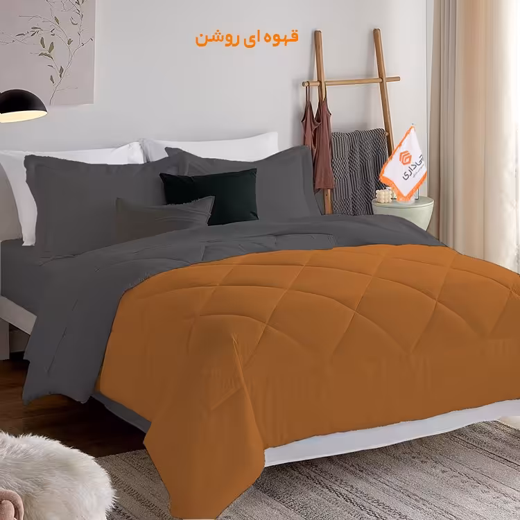 سرویس روتختی چیداری مدل دورو دو نفره رنگ قهوه ای روشن و طوسی تیره