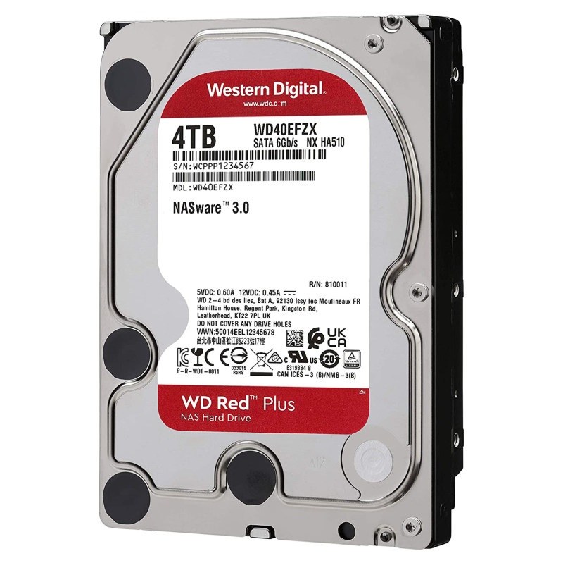 هارددیسک اینترنال کامپیوتر وسترن دیجیتال قرمز پلاس ظرفیت 4ترابایت مدل WD40EFZX
