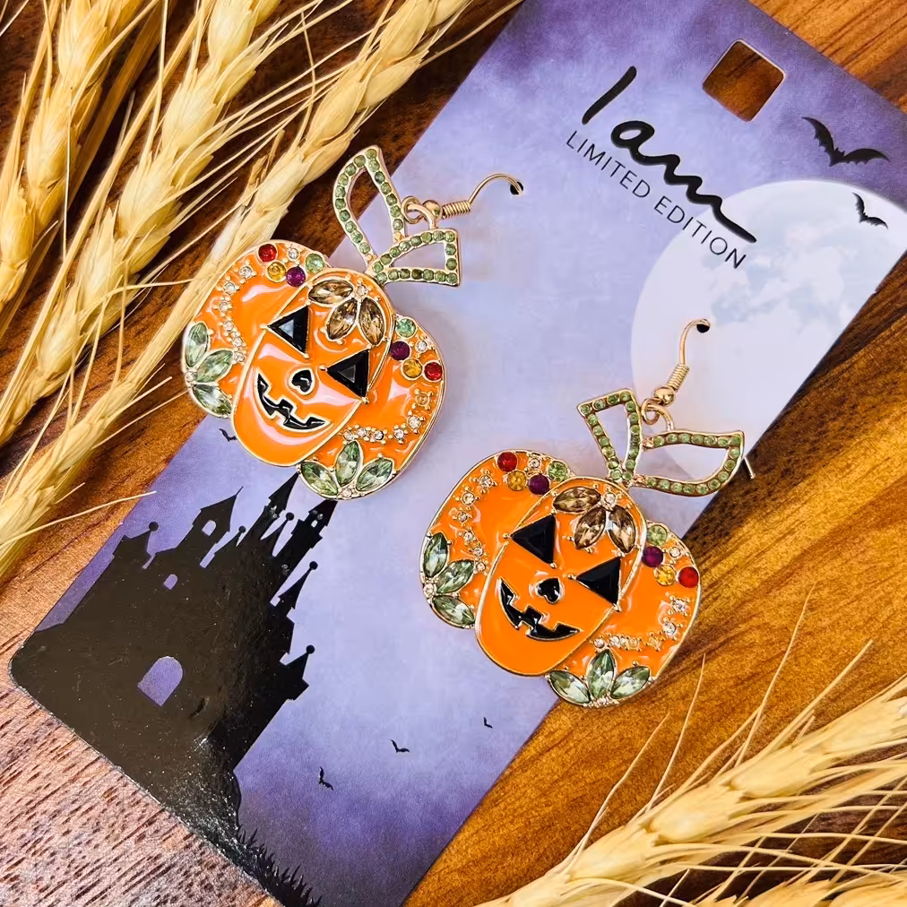 گوشواره ی کدو تنبل نگین دار