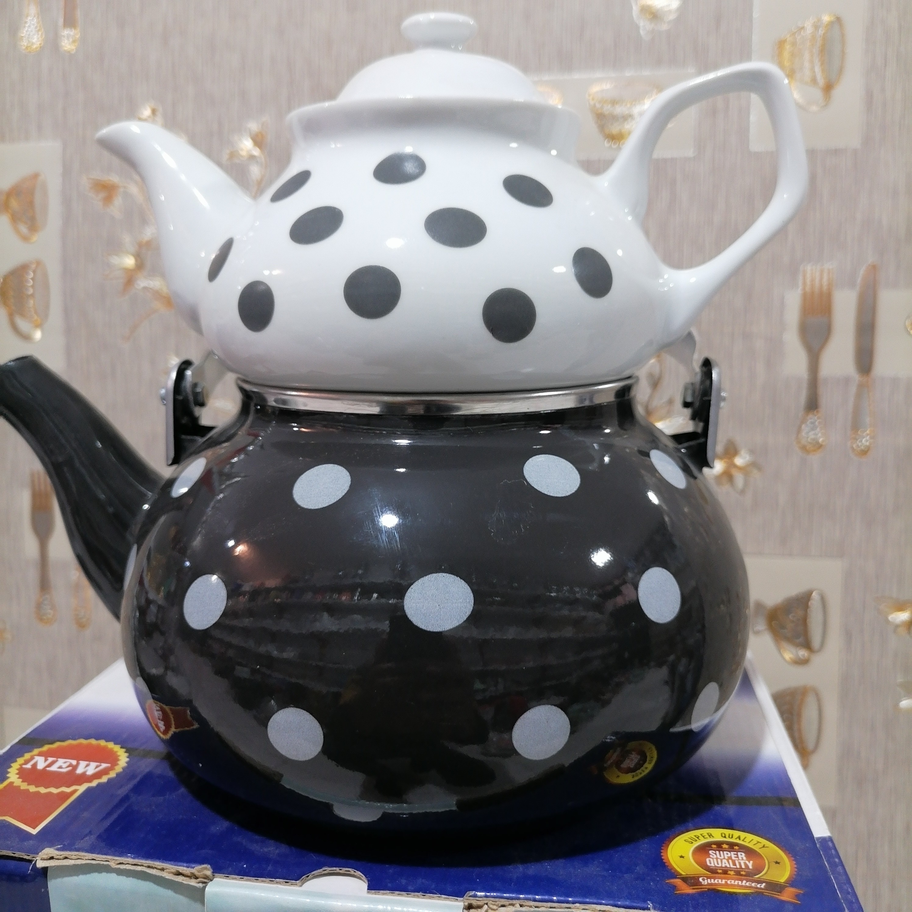 کتری قوری لعابی ام ار اس ساخت ایران و کتری 2لیتر قوری 1 لیتر