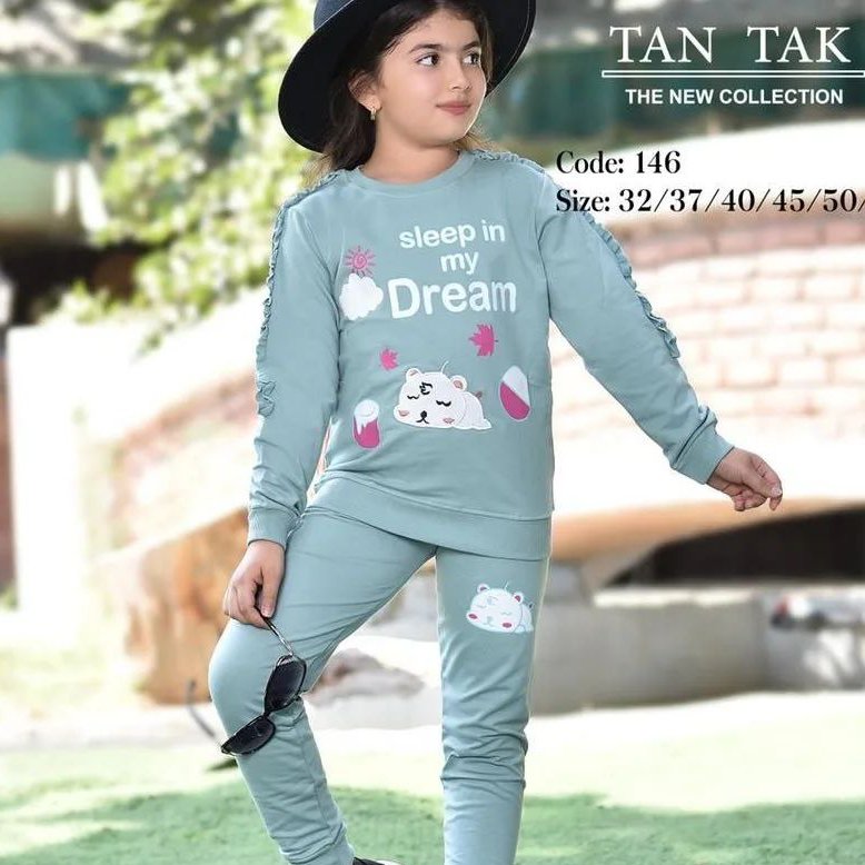 بلوز شلوار دخترانه پاییزی جنس دورس درجه یک - سایز 50 و 55