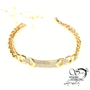 دستبند ژوپینگ کارتیه پلاک نگین دار کد 10267