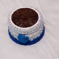 باکس دستبافت درب دار تریکو با کفی چوبی رنگ آبی کاربنی،کمرنک. سفید مناسب نگهداری دارو