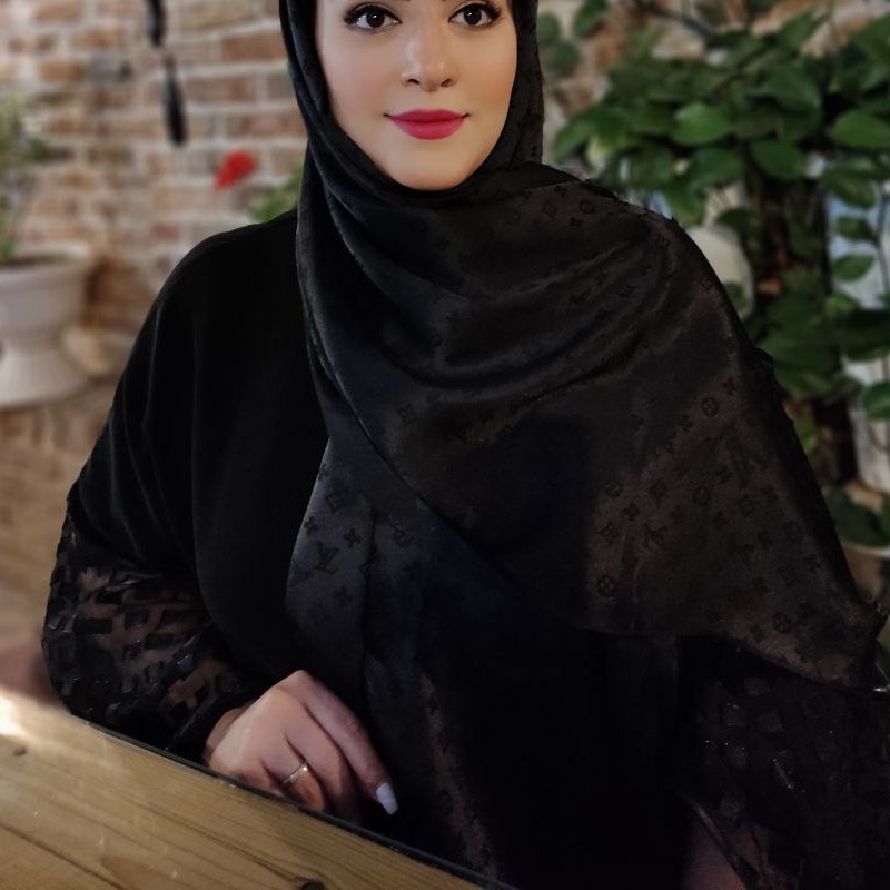 شال نخ ابریشم ژاکارد دورو مشکی