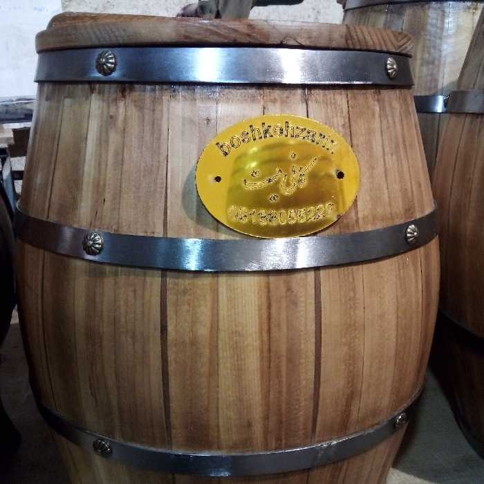 بانکه قهوه وخشکبار   بشکه چوبی 15لیتری   خم دار  با تسمه های نگهدارنده