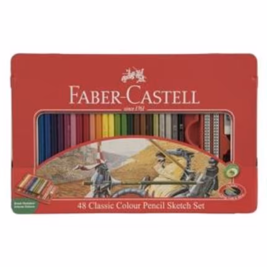 مدادرنگی 48 رنگ جعبه فلزی فابرکاستل مدل کلاسیک