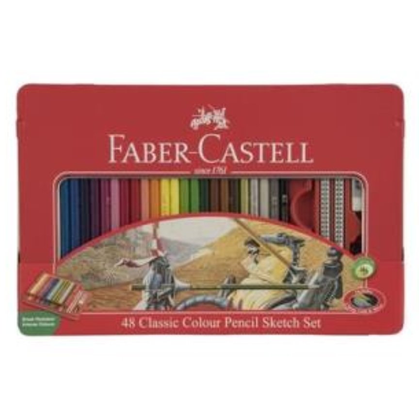 مدادرنگی 48 رنگ جعبه فلزی فابرکاستل مدل کلاسیک
