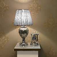 آباژور رومیزی تندیس کد 1031 - فلزی شیشه ای نقره ای