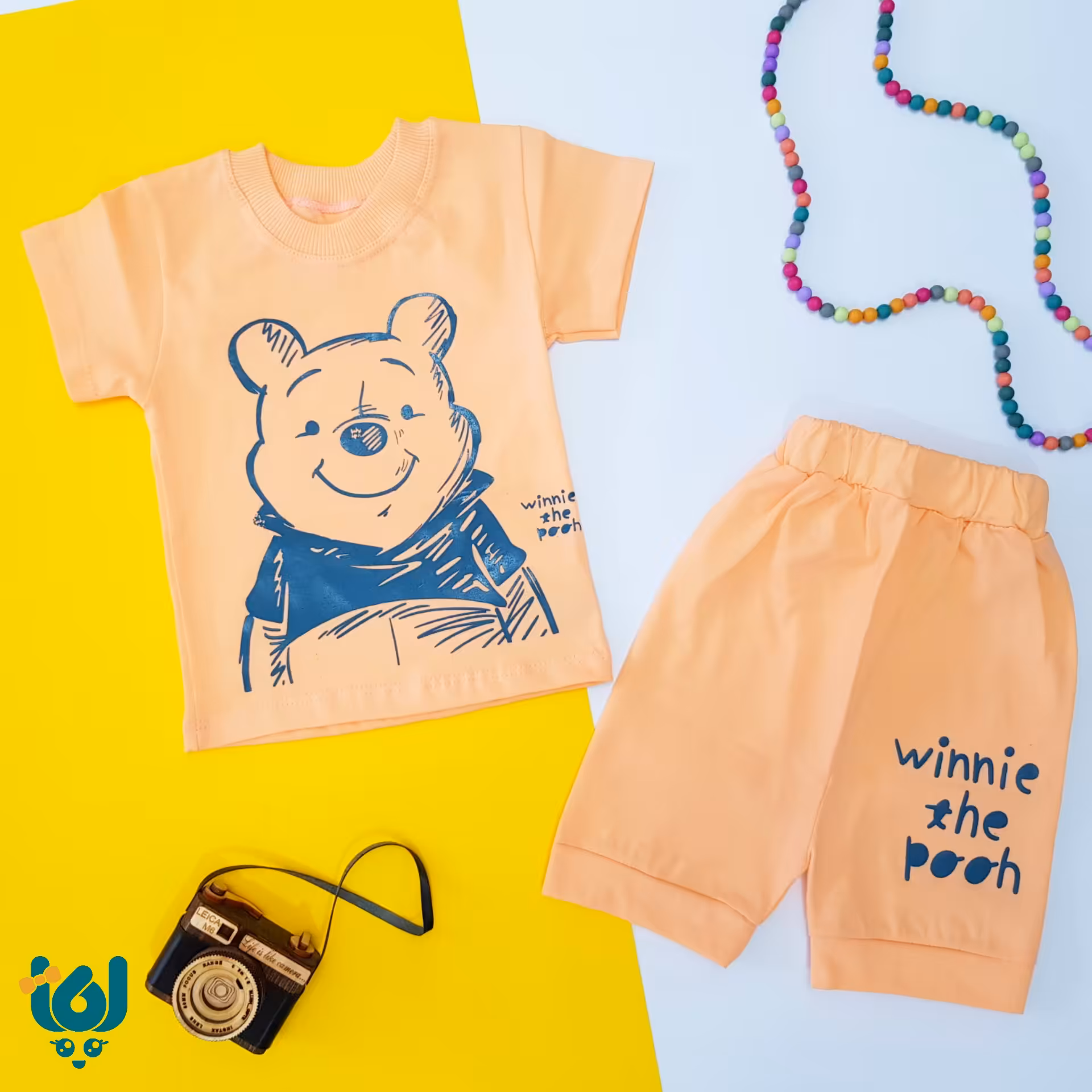 ست تیشرت شلوارک  3 رنگ اسپرت لباس کودک و نوزادی نخ پنبه طرح پو