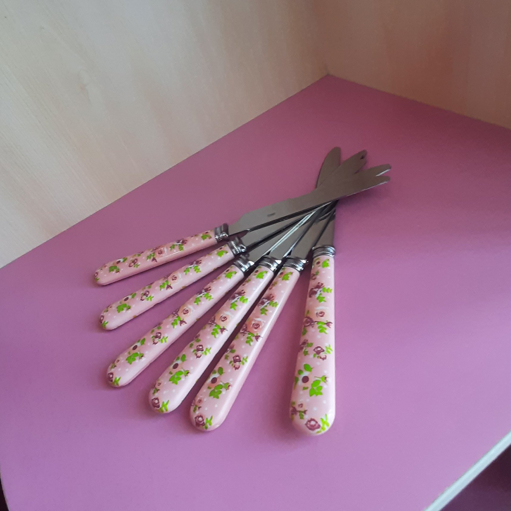 ست 6عددی کارد سرو  استیک  آنجلا صورتی