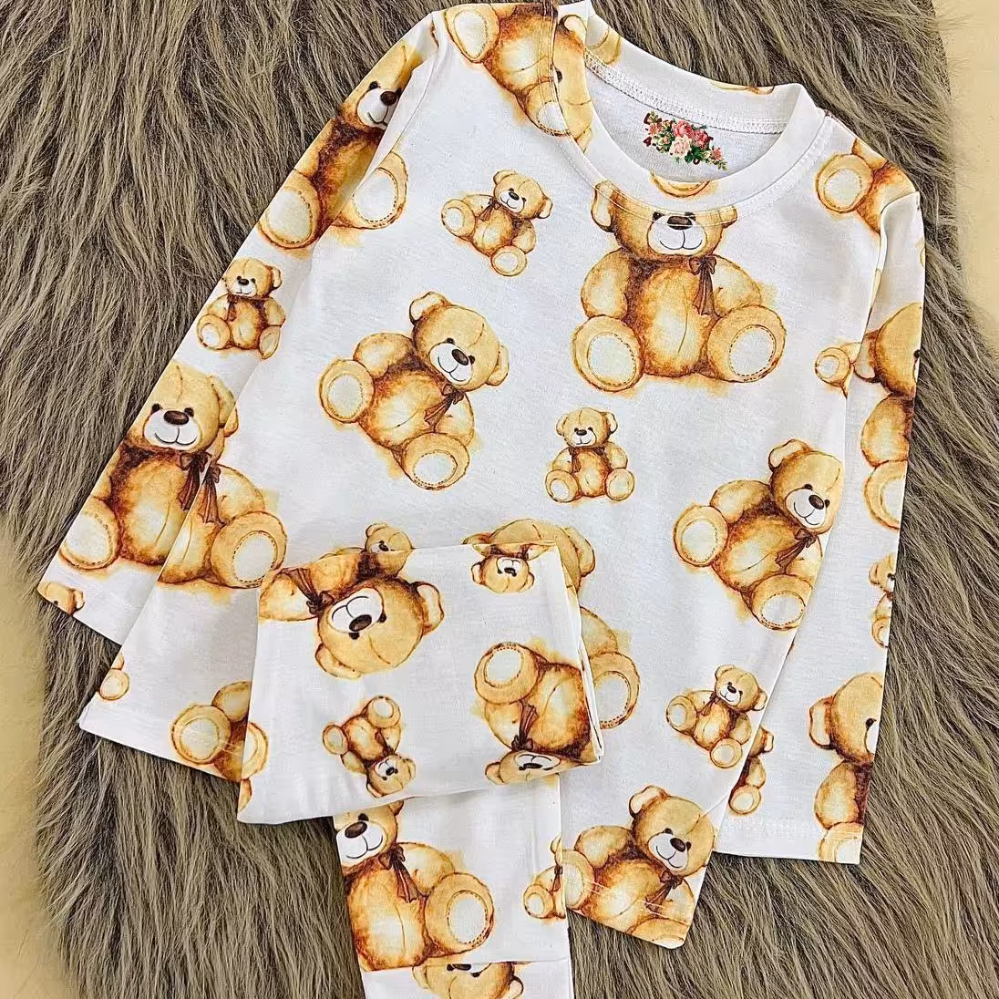 ست بلوز شلوار خرسی، نخ پنبه، پسرانه